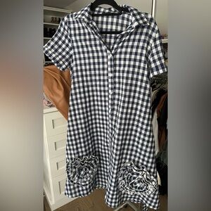 CQbyCQ linen blue and white check dress